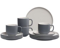 Service à café JASPER, 12 pièces, gris