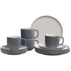 Service à café JASPER, 12 pièces, gris