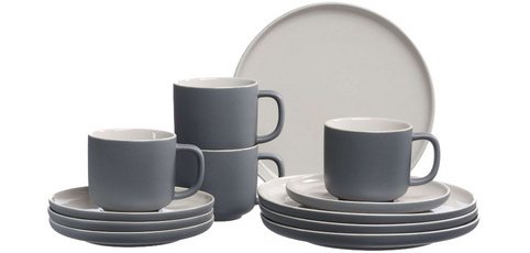Service à café JASPER, 12 pièces, gris