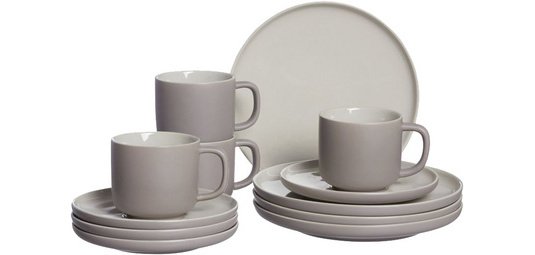 Service à café JASPER, 12 pièces, taupe
