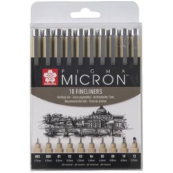 Feutre pointe fine PIGMA MICRON, étui de 10, noir