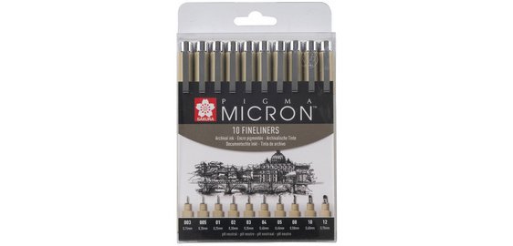 Feutre pointe fine PIGMA MICRON, étui de 10, noir