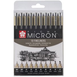 Feutre pointe fine PIGMA MICRON, étui de 10, noir