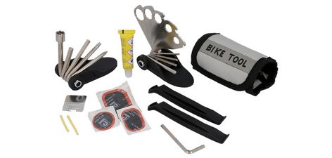 Kit multi-outils & crevaison pour vélo, 32 pièces