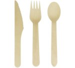 Couverts jetables, en bois, 200 pièces