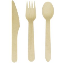 Couverts jetables, en bois, 200 pièces