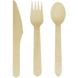 Couverts jetables, en bois, 200 pièces