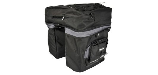 Fahrrad-Gepäckträgertasche, 3 Taschen, schwarz
