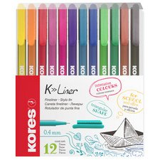 Feutre Fineliner 'K-Liner', tracé: 0,4 mm, étui de 12