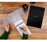 Greenpad bloc à reliure intégrale recyclé et recyclable en carte souple 350 g/m2 - A4+ 22,5x29,7 cm 80 feuillets Ligné - Papier Clairefontaine recyclé 90 g/m2 - Noir - New - Noir