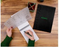 Greenpad bloc à reliure intégrale recyclé et recyclable en carte souple 350 g/m2 - A5+ 16x21 cm 80 feuillets 5/5 - Papier Clairefontaine recyclé 90 g/m2 - Noir - New - Noir