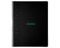 Greenbook cahier recyclé et recyclable en carte souple 350 g/m2 - A4+ 22,5x29,7 cm 160 pages Ligné perforation 4 trous - Papier Clairefontaine recyclé 90 g/m2 - Noir - New - Noir