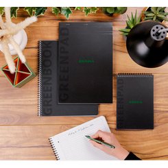 Greenbook, gerecycled en recyclebaar schrift met kartonnen softcover omslag van 715 g/m2 - A5+ 16x21 cm, 80 blad geruit 5/5, met 6-gaats per