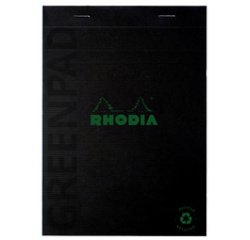 Rhodia greenpad recycled stapled pad 70s a4 5x5 - black