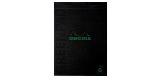 Greenpad bloc agrafé recyclé et recyclable en carte souple 350 g/m2 - N°18 21x29,7 cm 70 feuillets 5/5 - Papier Clairefontaine recyclé 90 g/m2 - Noir - New - Noir