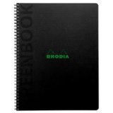 Greenbook cahier recyclé et recyclable en carte rigide 715 g/m2 - A5+ 16 x 21 cm 160 pages Ligné perforation 6 trous - Papier Clairefontaine recyclé 90 g/m2 - Noir - New - Noir
