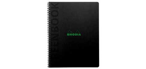 Greenbook cahier recyclé et recyclable en carte rigide 715 g/m2 - A5+ 16 x 21 cm 160 pages Ligné perforation 6 trous - Papier Clairefontaine recyclé 90 g/m2 - Noir - New - Noir