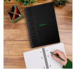 Greenbook cahier recyclé et recyclable en carte rigide 715 g/m2 - A5+ 16 x 21 cm 160 pages Ligné perforation 6 trous - Papier Clairefontaine recyclé 90 g/m2 - Noir - New - Noir