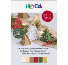 Bloc de cartons 'Étoiles de Noël', A4, 12 feuilles
