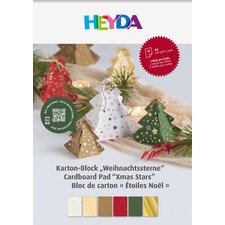 Bloc de cartons 'Étoiles de Noël', A4, 12 feuilles