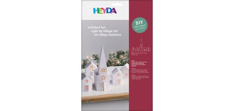 Kit village illuminé Maisons & église carton, 5 pièces