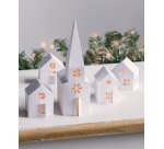 Kit village illuminé Maisons & église carton, 5 pièces