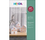 Kit village illuminé Maisons, carton, 3 pièces, blanc