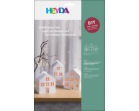 Kit village illuminé Maisons, carton, 3 pièces, blanc