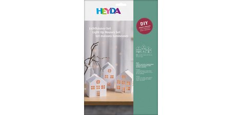 Kit village illuminé Maisons, carton, 3 pièces, blanc