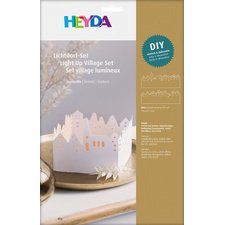 Kit village illuminé Leporello, carton, 130 mm, blanc