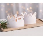 Kit village illuminé Leporello, carton, 130 mm, blanc