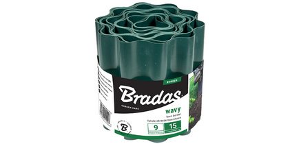 Bordure de gazon, hauteur 250 mm, longueur 9 m, vert