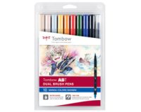 De_rotulador tombow abt dual brush acuarelable doble punta fina/pincel estuche de 10 colores manga shonen