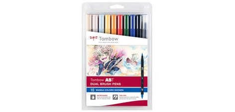 Tombow Feutre double pointe 'ABT DUAL BRUSH PEN', set de 10