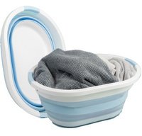 Corbeille à linge, pliable, pétrole/blanc