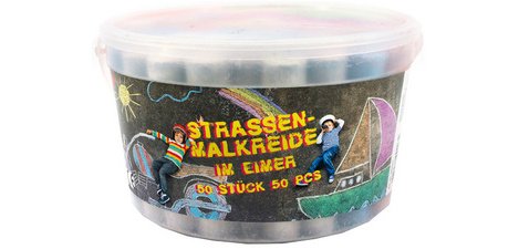 JAMASIA Sidewalk chalk, plastic bucket of 50