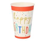 Gobelet en carton 'Happy Birthday' - 20 cl - Lot de 10
