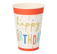 Cardboard cup 'Happy Birthday' - 20 cl - Pack of 10