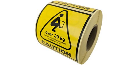 Étiquette d'avertissement 'CAUTION OVER 20 KG'
