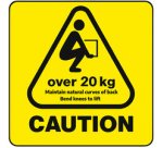 Étiquette d'avertissement 'CAUTION OVER 20 KG'
