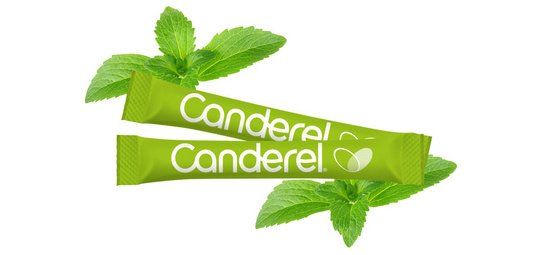 Canderel Stick Stevia, dans un présentoir en carton