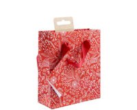 Premium shopping bag red & white 32x13x24,5 cm - red