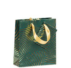 Premium shopping bag gold/green 32x13x24,5 cm - green