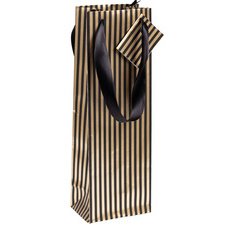 Premium, geschenktasche für flaschen gold/schwarz 12,5x9,5x38 cm - gold
