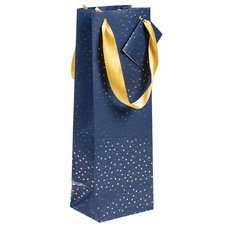 Premium bottle bag stars 12,5x9,5x38 cm - blue