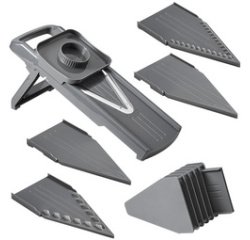 Universele mandoline Slice-V, 5 inzetstukken, grijs