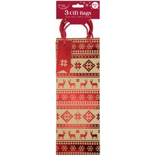 Sac cadeau de Noël pour bouteille, set de 3