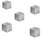 Aimant néodyme cube 'Strong' C5, set de 5, argent