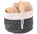 Corbeille à pain pliable, coton, noir/beige
