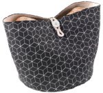Corbeille à pain pliable, coton, noir/beige